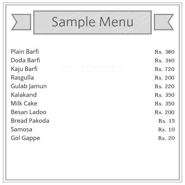 Aggarwal Sweets menu