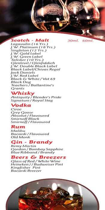 Menu of Hangover Sports Bar Kalyan Thane Menu of Hangover Sports Bar Kalyan Thane
