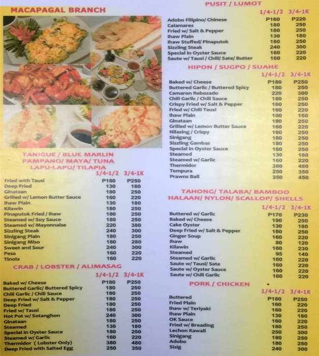 Sis Seafood Menu, Menu for Sis Seafood, Libertad, Pasay City - Zomato ...