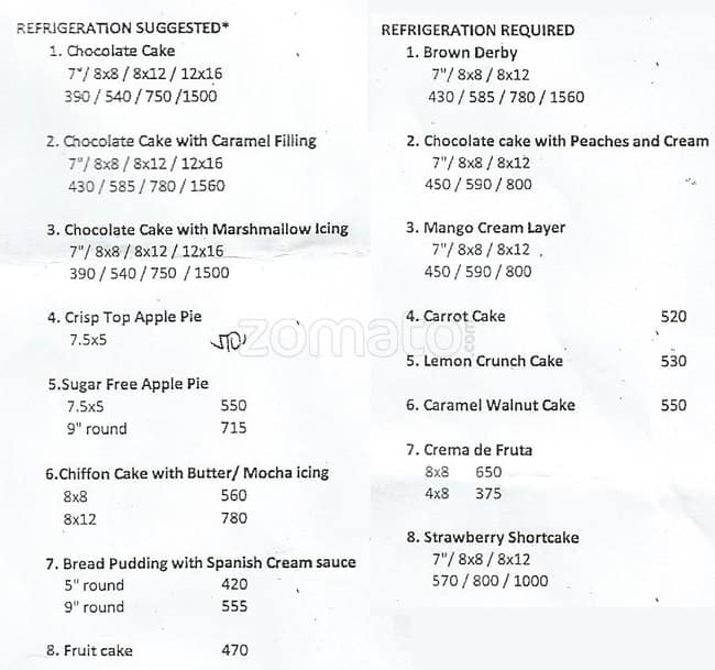 Menu at Ms. Polly's Specialty Cakes and Desserts, Parañaque
