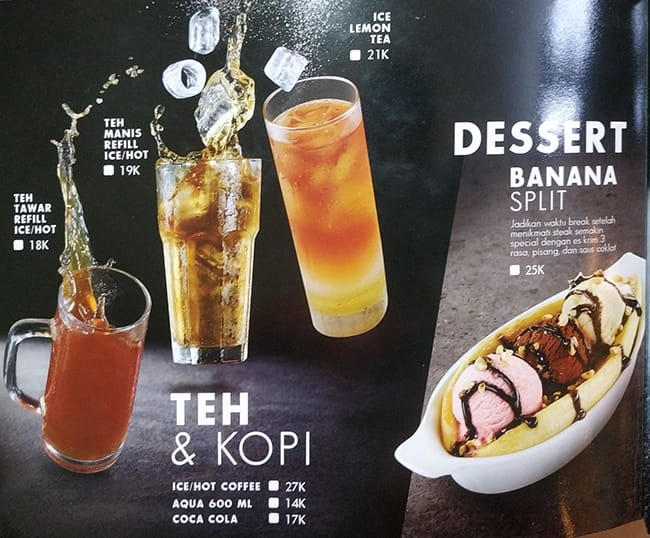 Menu at Steak 21 (Samping bioskop 21 Botani) restaurant, Bogor, Jalan