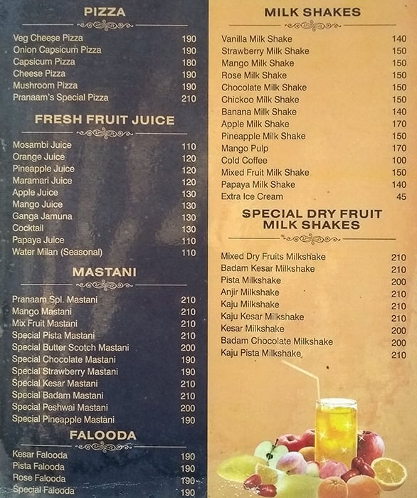 Pranaam - Pure Veg menu