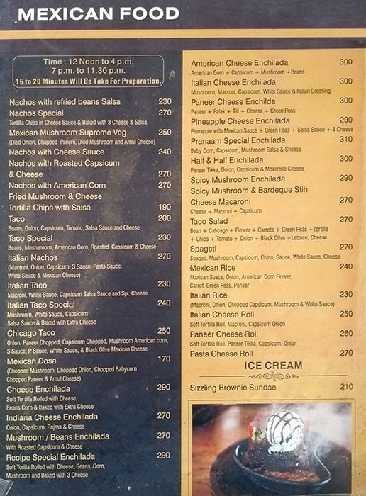 Pranaam - Pure Veg menu