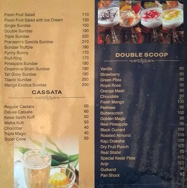 Pranaam - Pure Veg menu