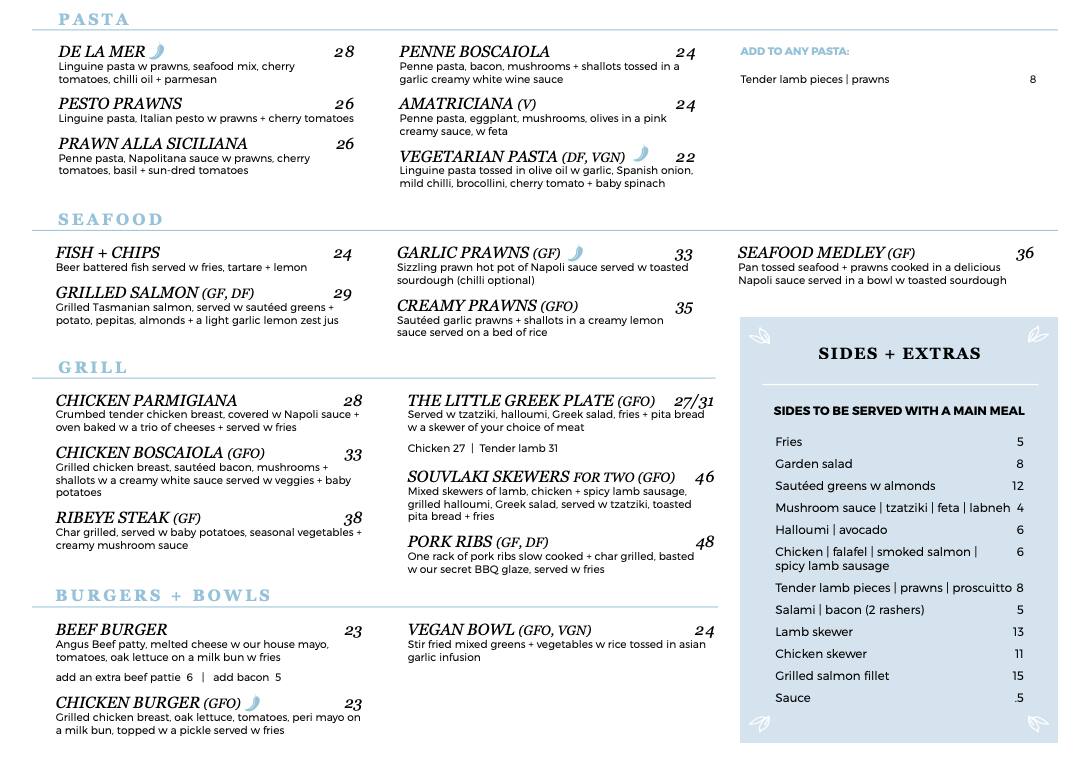 Menu at The Vintage Pantry cafe, Pitt Town