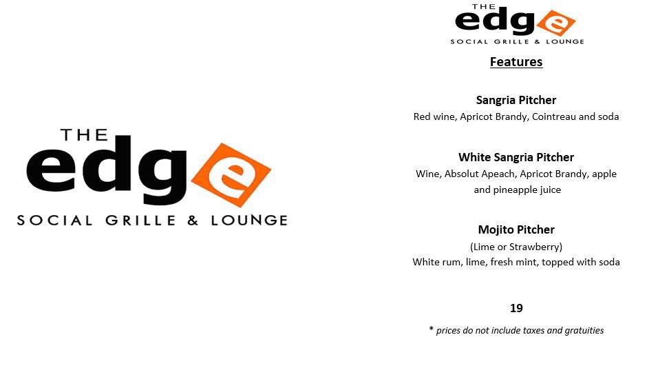 The Edge Social Grille & Lounge Menu - Urbanspoon/Zomato