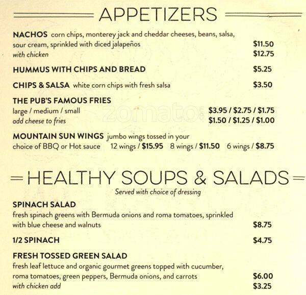 Southern Sun Menu, Menu for Southern Sun, Boulder, Boulder Urbanspoon