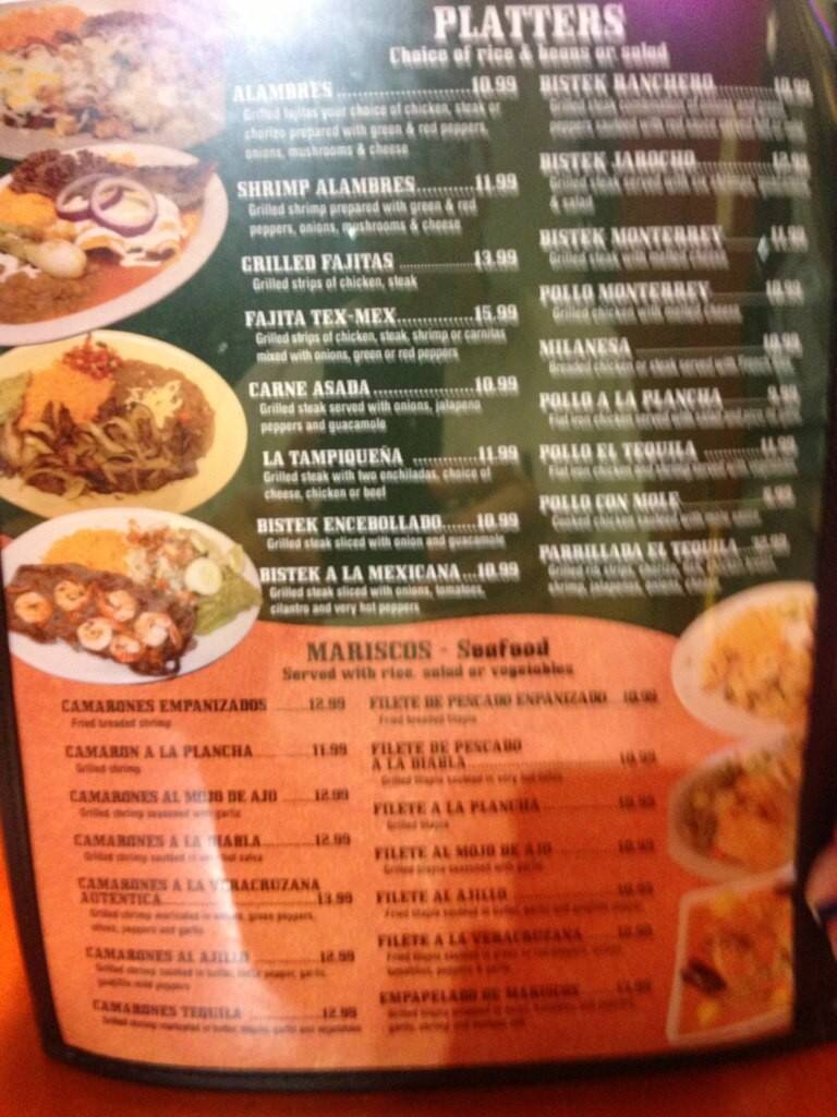 Menu at Tacos El Tequila restaurant, Cape Coral