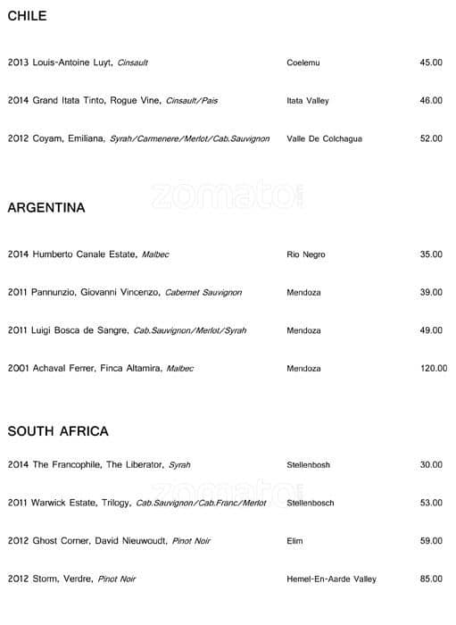 Menu at The Glasshouse restaurant, Richmond, 14 Station Parade