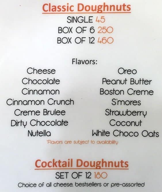 Menu at Cello's Doughnuts & Dips cafe, Quezon City, 315 Katipunan Ave