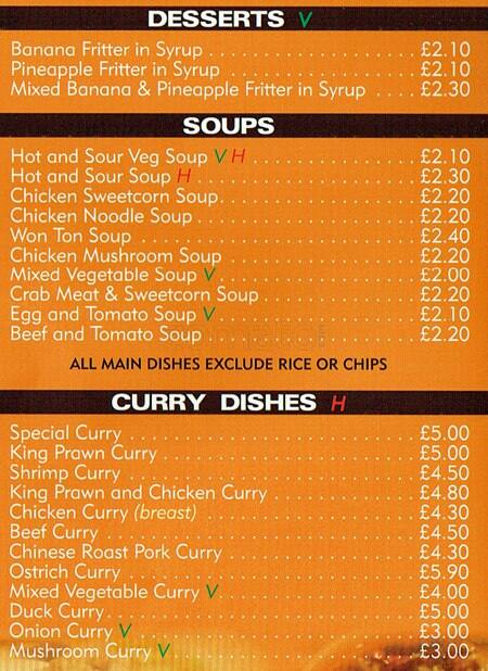 Newhaven Express menu