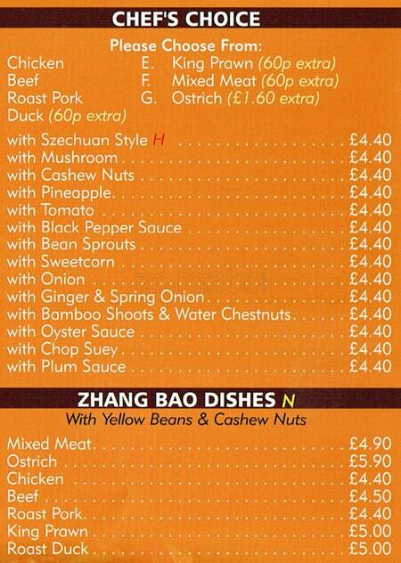 Newhaven Express menu
