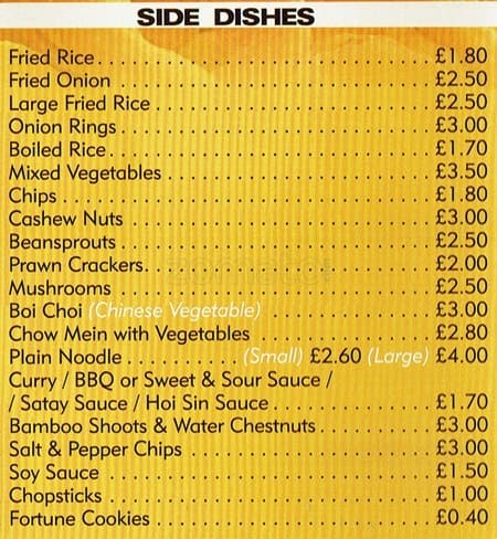 Newhaven Express menu