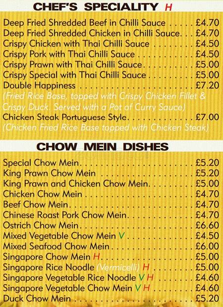 Newhaven Express menu