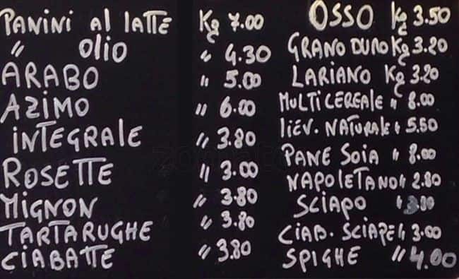 Menu di Panecaldo 