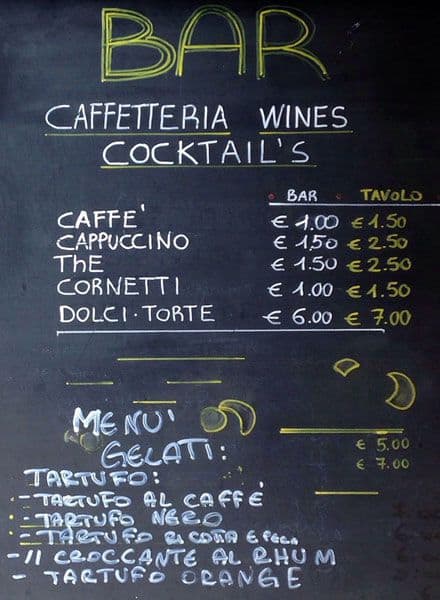 Menu di Antica Fontana Di Trevi 