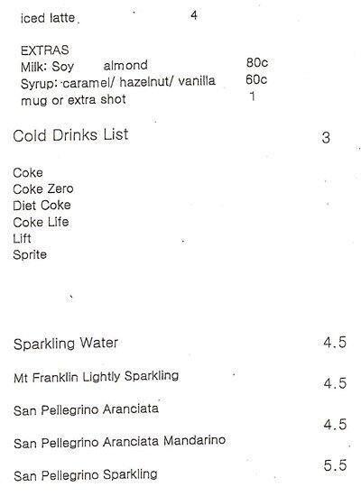 Carta de Kent Street Deli