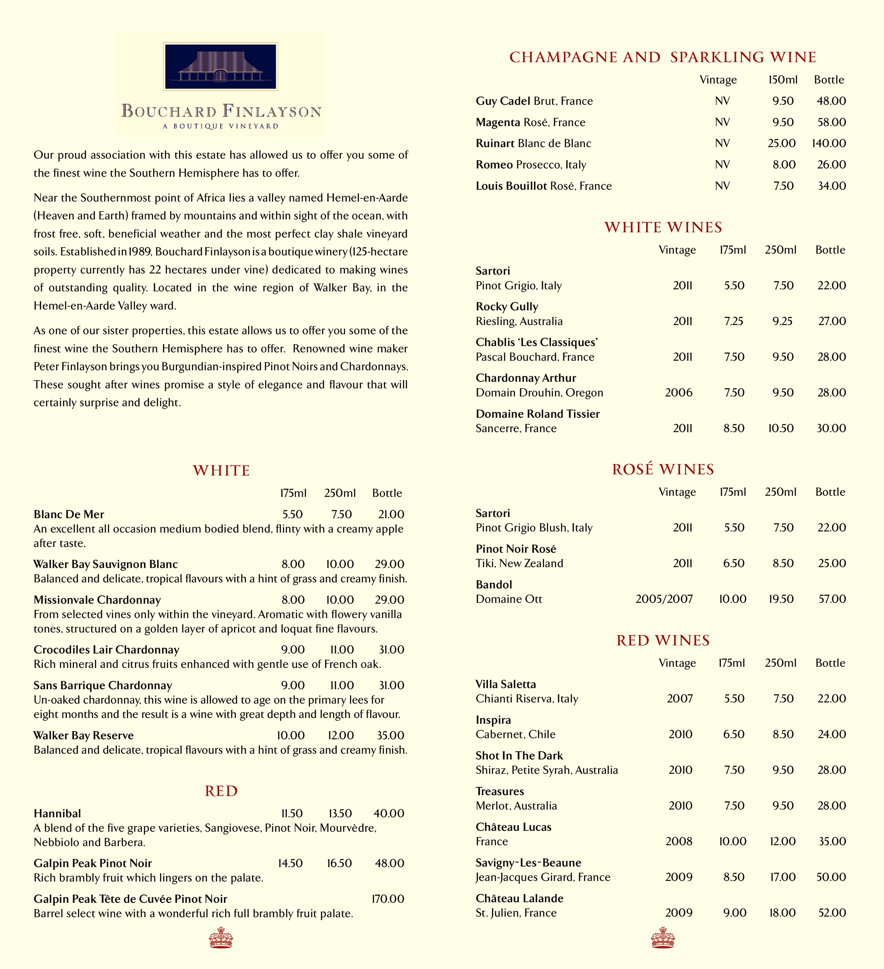 The Crown Club Menu Menu For The Crown Club Guernsey South West