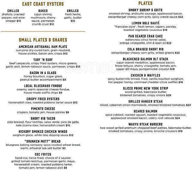 Obc Kitchen Menu Menu For Obc Kitchen Landsdowne Lexington