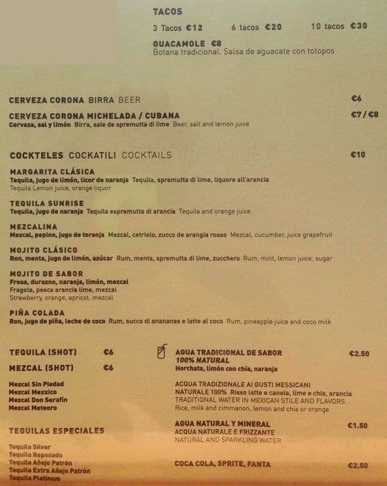 Menu di Bésame Mucho Expo 