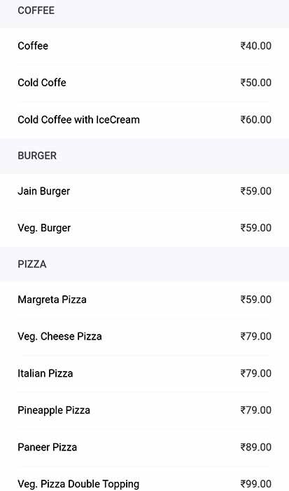 Menu at Art Cafe (For New Generation ), Surat