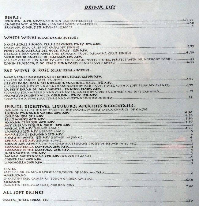 Carta de Goppa' Restaurant&Pizzeria