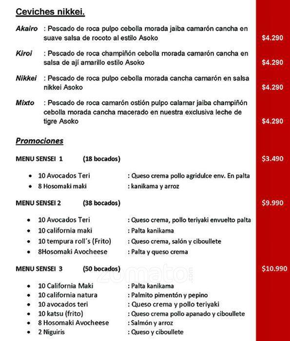 Asoko Sushi Menu Menu For Asoko Sushi Penalolen Santiago