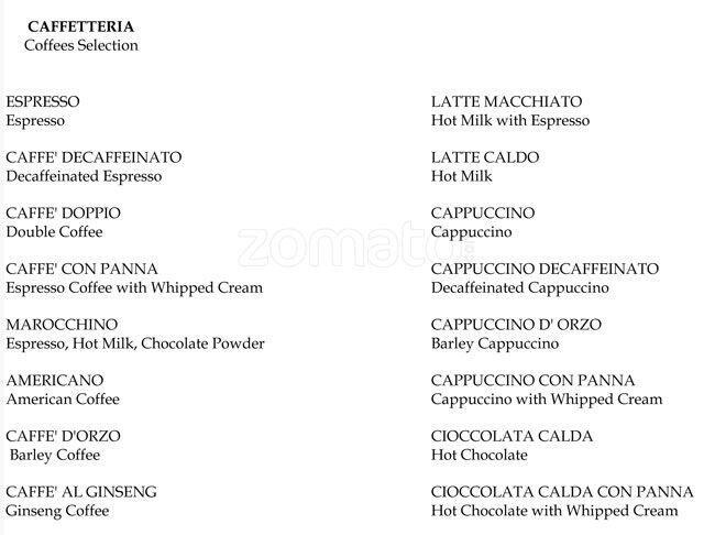 Menu di Emporio Armani Caffè 