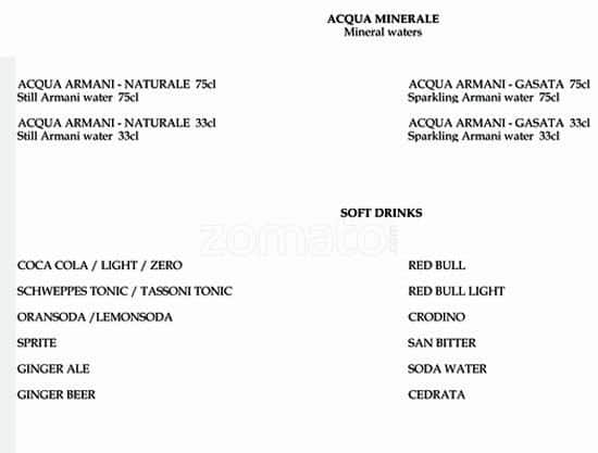 emporio armani caffe menu