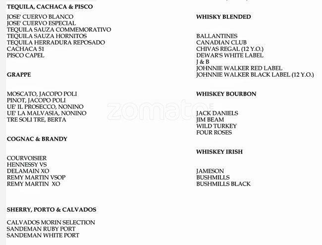emporio armani caffe menu