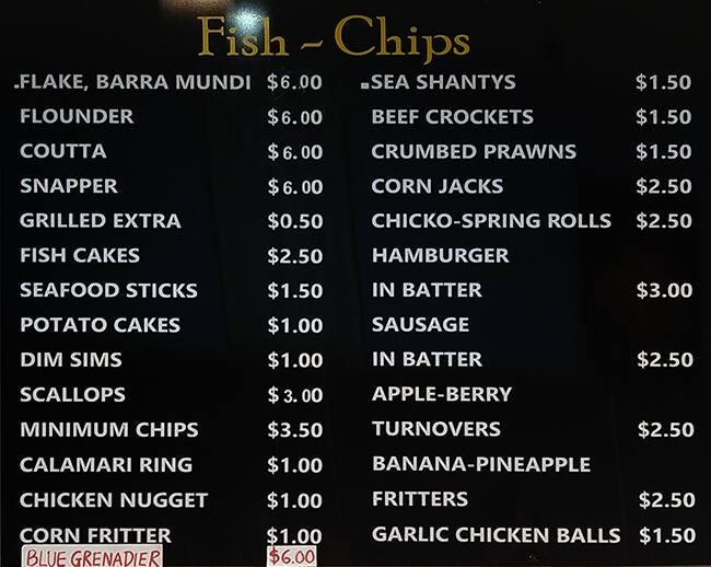 Menu at Furlong Fish & Chips fast food, Sunshine North