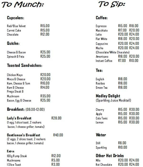 Books & Beans Menu, Menu for Books & Beans, Wonderboom South, Pretoria ...