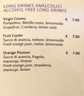 Menu di Rinascente Milano 