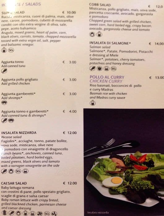 Menu di Rinascente Milano 