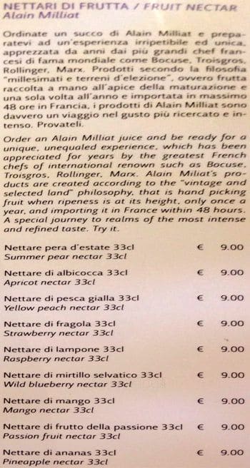 Menu di Rinascente Milano 
