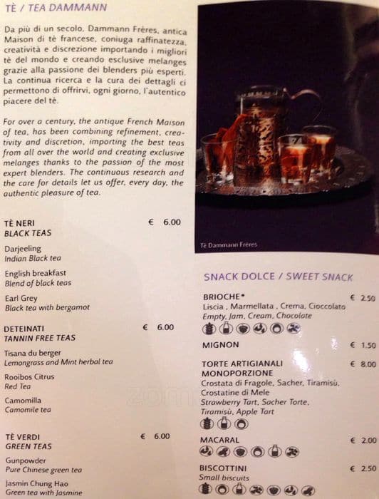 Menu di Rinascente Milano 