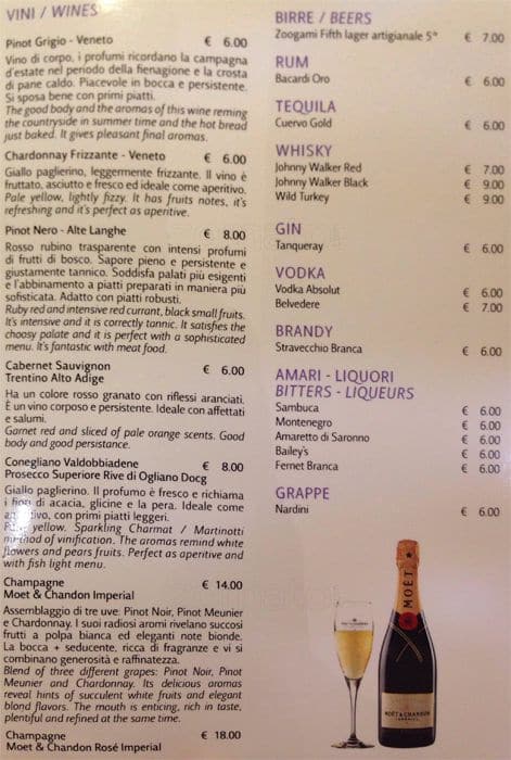 Menu di Rinascente Milano 