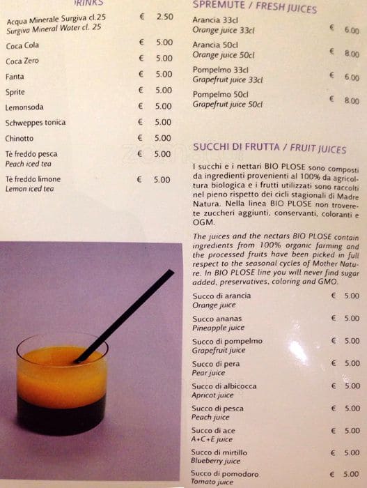 Menu di Rinascente Milano 