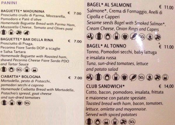 Menu di Rinascente Milano 