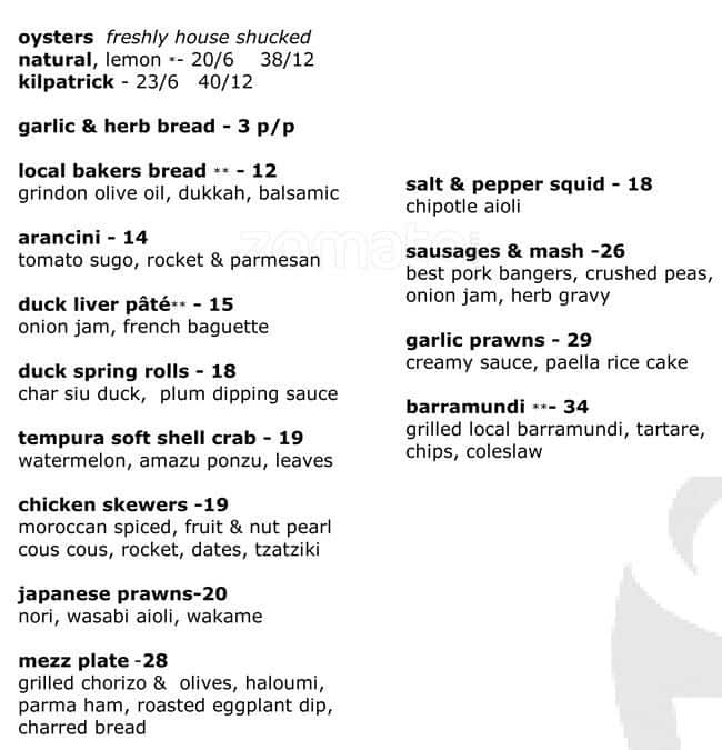 1841 Restaurant at the Rose & Crown a Perth: Foto del Menu con Prezzi ...