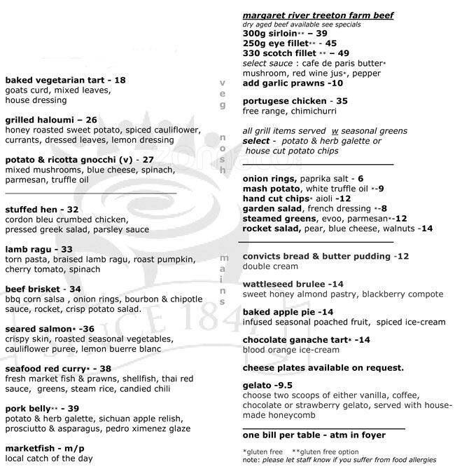 Carta del restaurante Rose and Crown Guildford, Guildford