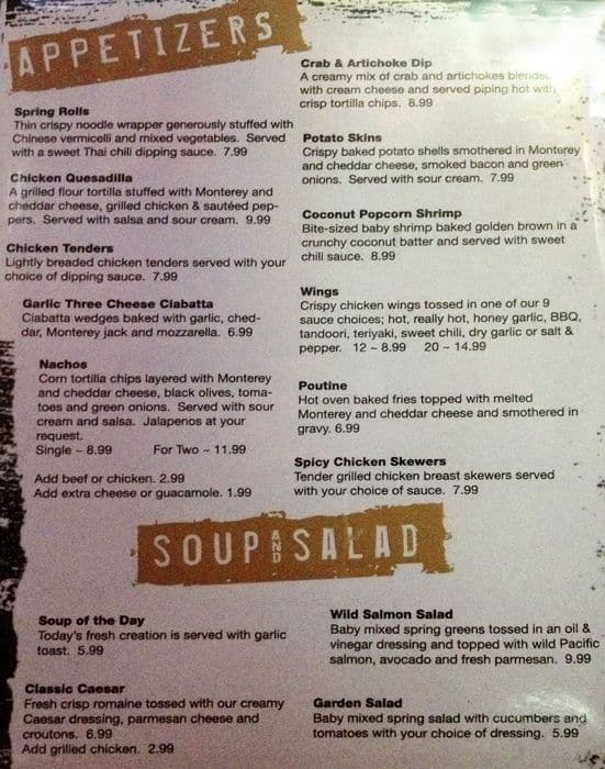 Charlie Hamiltons Pub Menu, Menu for Charlie Hamiltons Pub, Coquitlam ...