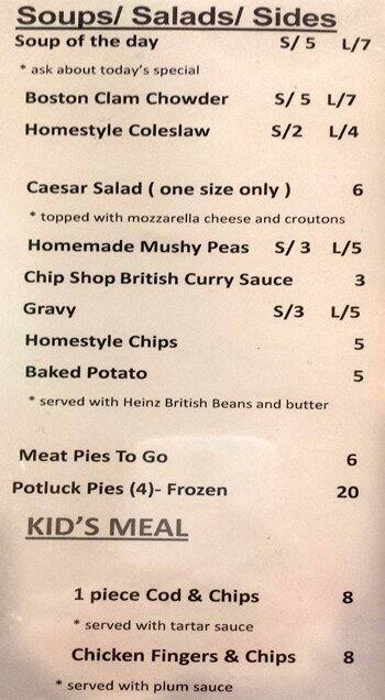 Sir Winston S Fish Chips Menu