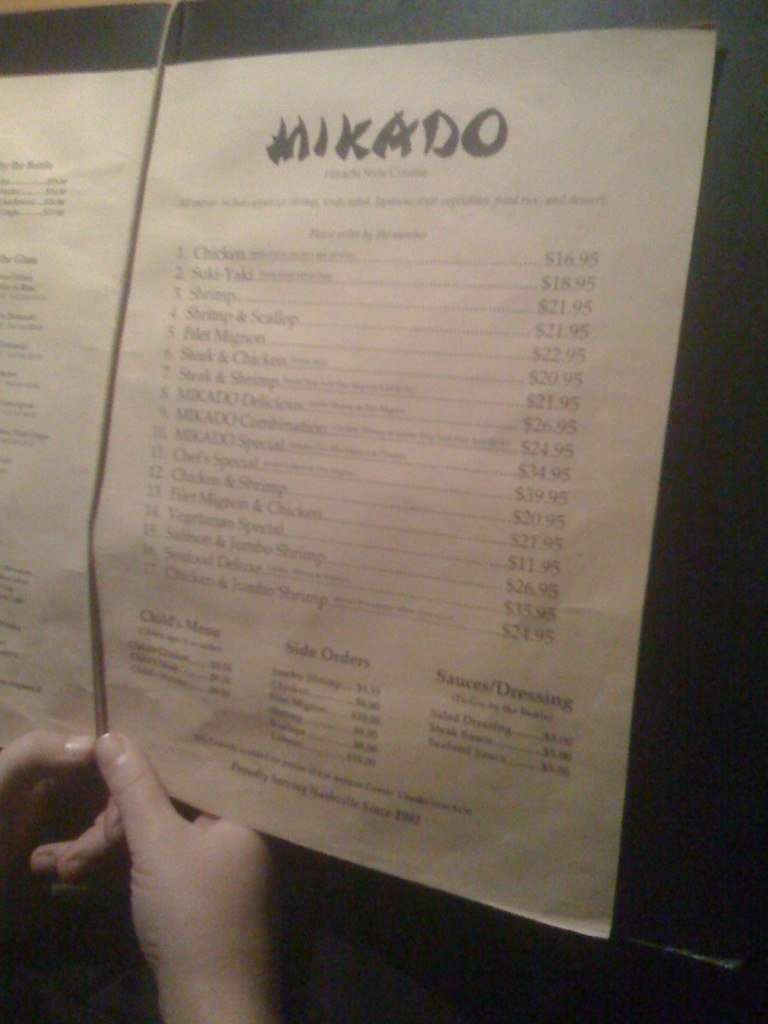 Mikado Japanese Steak House Menu Urbanspoon/Zomato