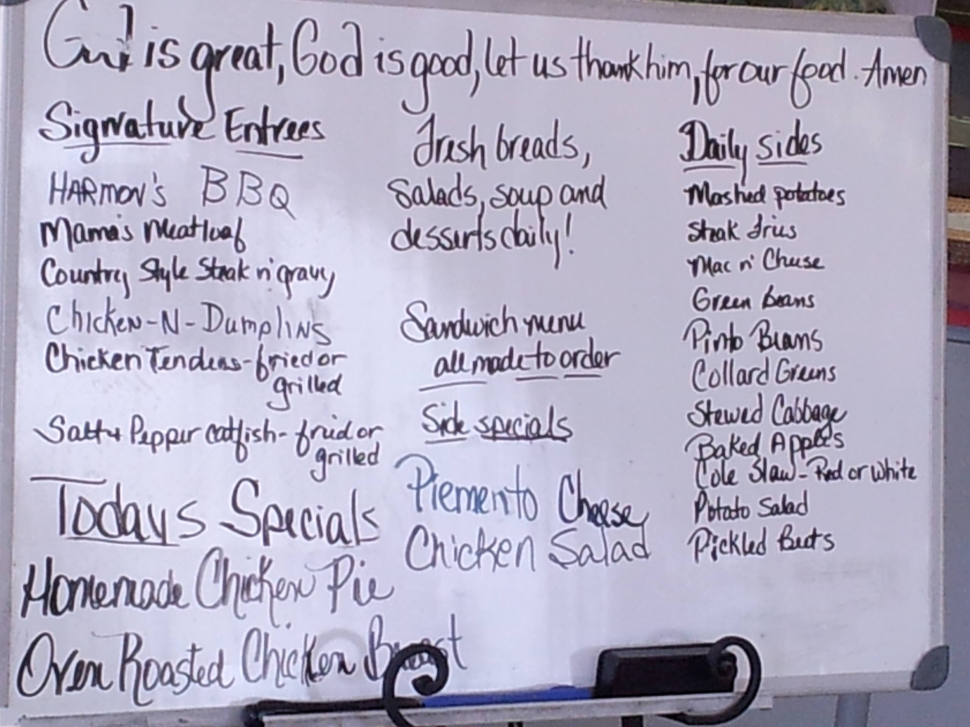 Patsy Ann's Southern Restaurant menu