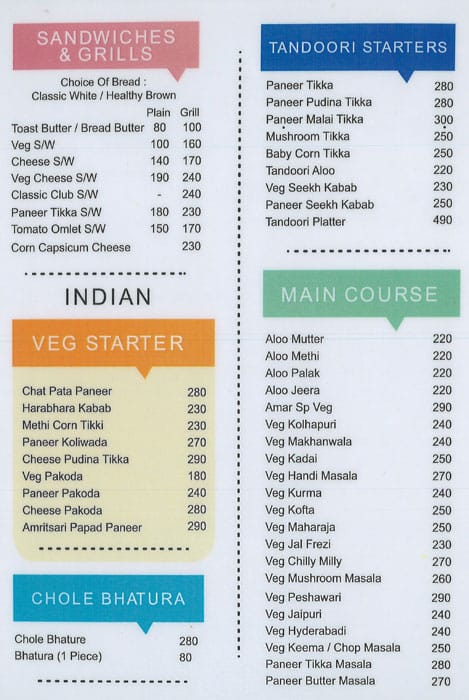 Amar Fast Food & Juice Center menu