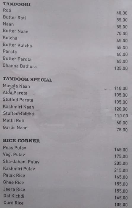 Rajathadri Food Fort menu