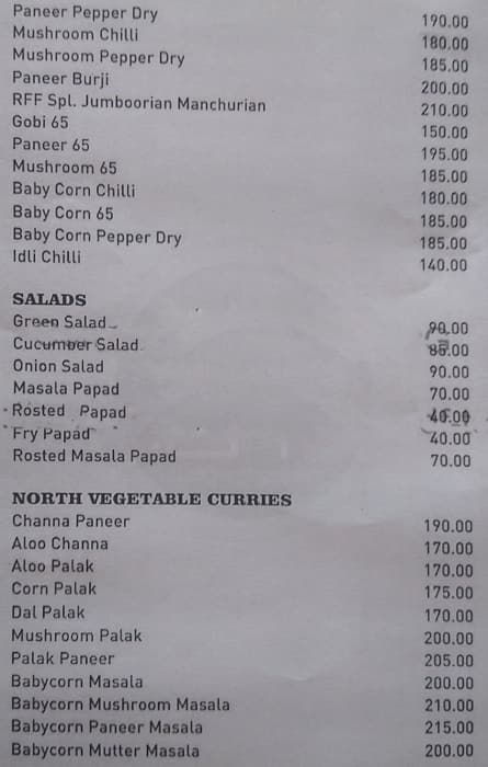 Rajathadri Food Fort menu