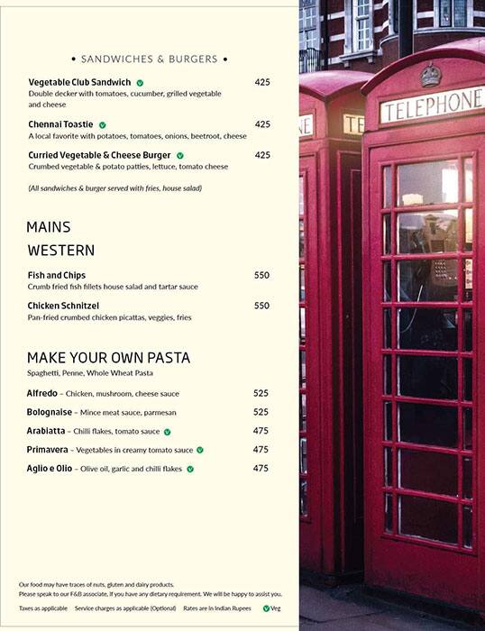 Main Street - The Residency Towers menu