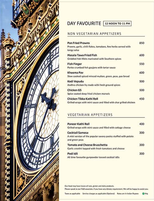 Main Street - The Residency Towers menu